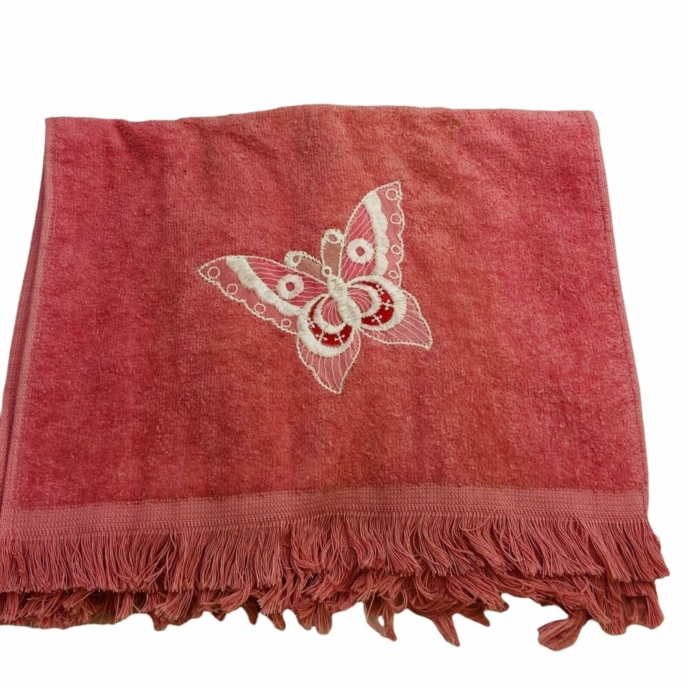 #4331 VTG Cannon towels 3 pc pink butterflies